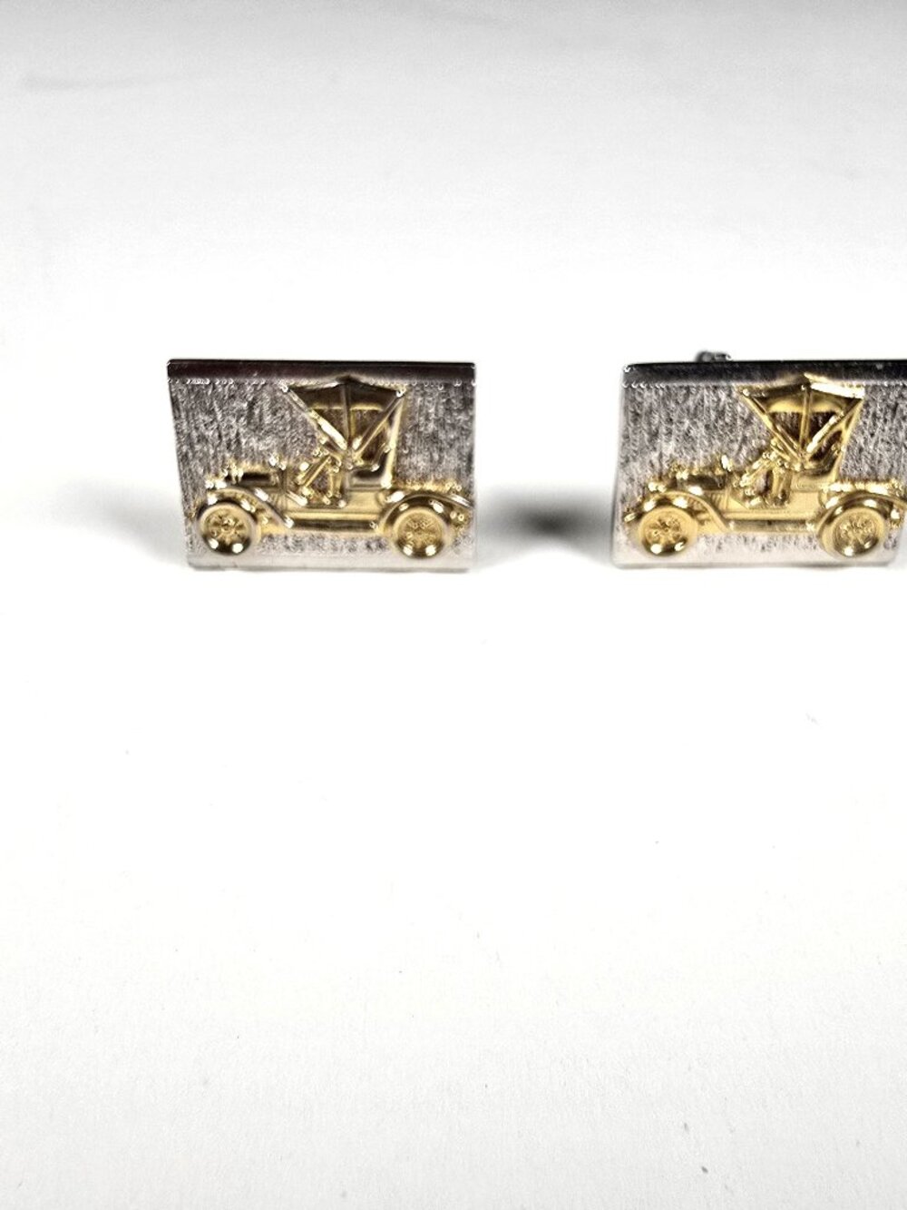 Cuff Links Gold and Silver Antique Car Beautiful one of a kind